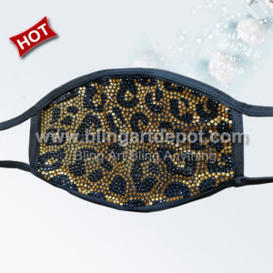 Leopard Rhinestone Cotton Mask Anti Dust With Filter Pocket Leopard Rhinestone Cotton Mask Anti Dust With Filter Pocket